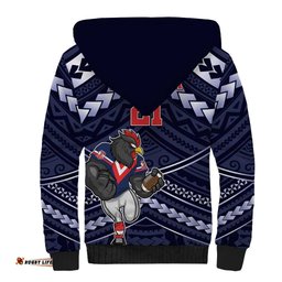 Custom Roosters Rugby Polynesian Tribal Sherpa Hoodie