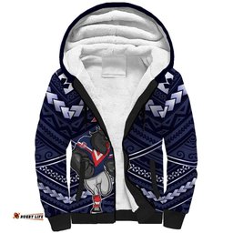 Custom Roosters Rugby Polynesian Tribal Sherpa Hoodie