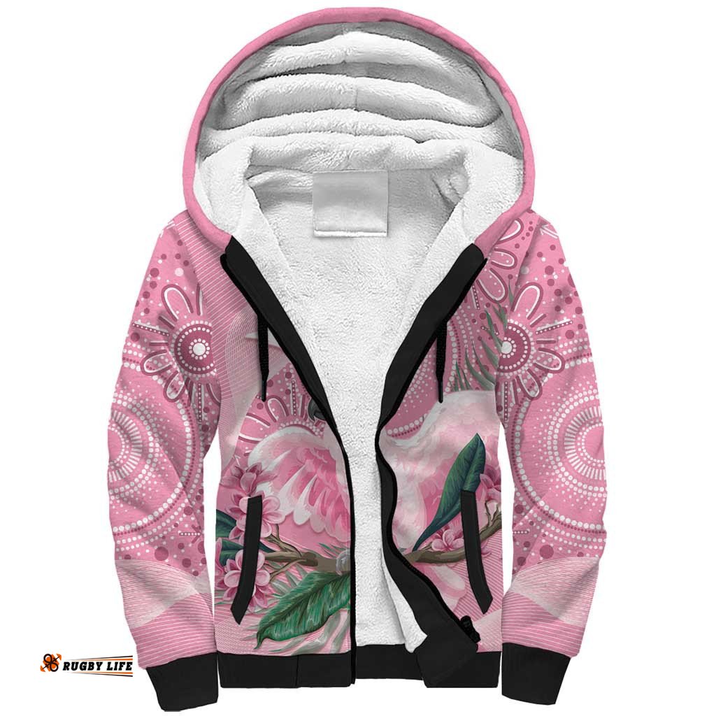 Pink Cockatoo Australia Sherpa Hoodie Aussie Cacatua Leadbeateri - Aboriginal Art