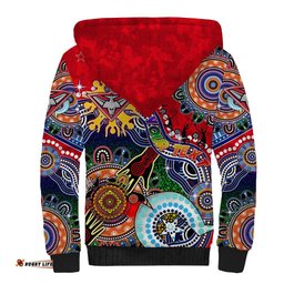 Custom NAIDOC Week 2024 Essendon Bombers Sherpa Hoodie Australia Aboriginal Dot Painting