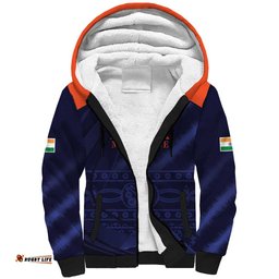 Custom India Cricket Sherpa Hoodie Go Men In Blue Sporty Version
