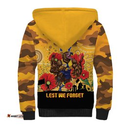Custom Eagles Football ANZAC Sherpa Hoodie Gallipoli Camouflage With Poppies