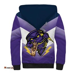 Personalised Storm Rugby 2024 Sherpa Hoodie Mascot With Trophy Go Champions Aboriginal Art