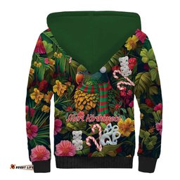Meri Kirihimete Kakapo Santa Sherpa Hoodie Merry Christmas with Tropical Vibe