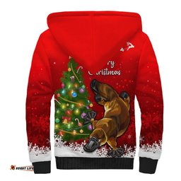 Personalised Australia Christmas Sherpa Hoodie Aussie Platypus Xmas Vibes