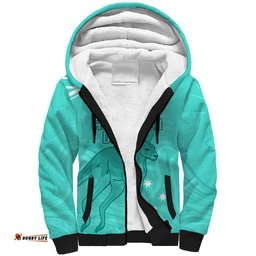 Personalised Matildas Australia Day Sherpa Hoodie Proud To Be Tillies Turquoise Version
