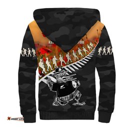 New Zealand ANZAC Rugby Sherpa Hoodie Soldier Fern With Kiwi Bird