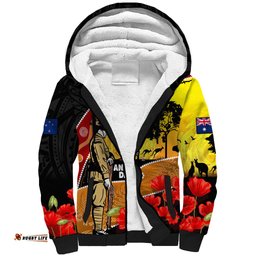 New Zealand And Australia ANZAC Day Sherpa Hoodie Aboriginal Maori Starring Night Style