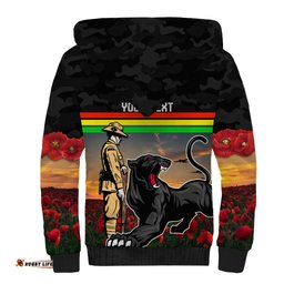 Custom Panthers Rugby ANZAC Day Sherpa Hoodie Soldiers Poppy Field 2024