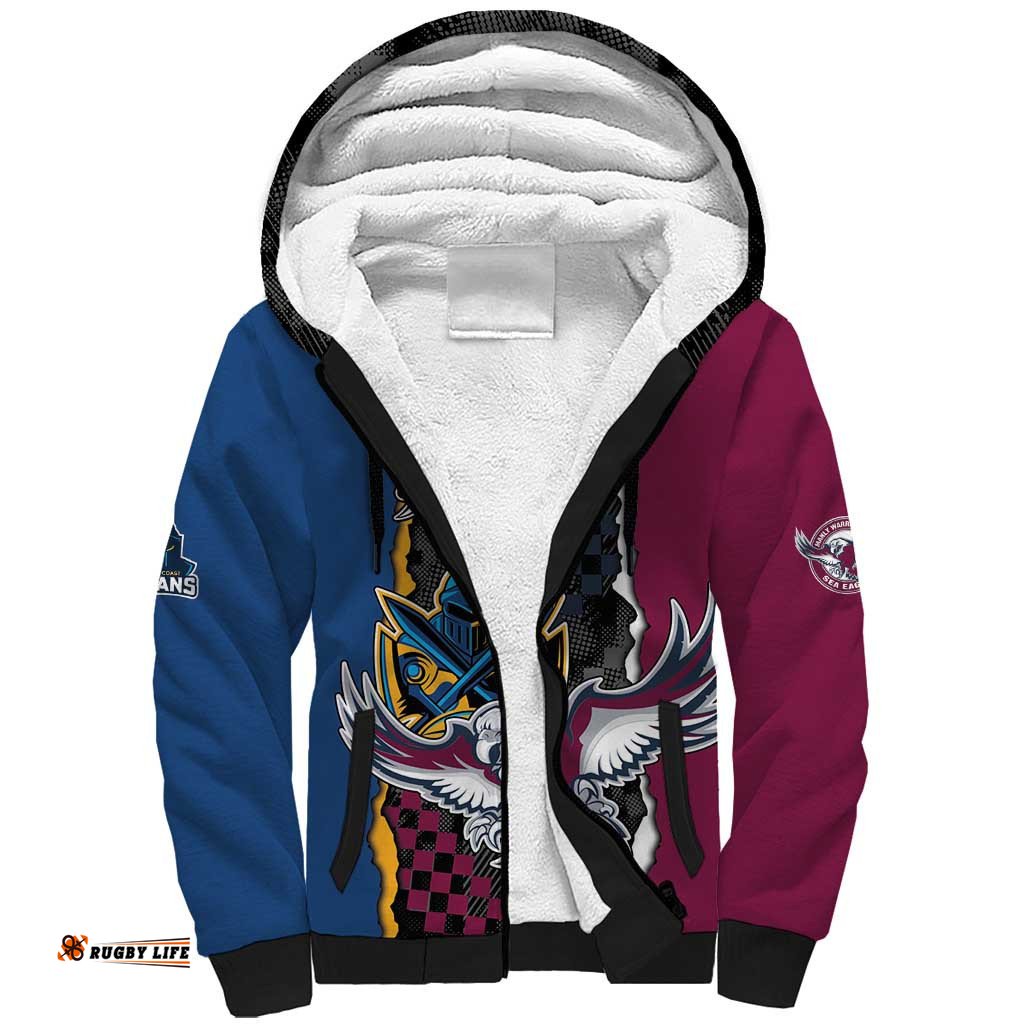 Titans and Manly Eagle Sherpa Hoodie Rugby Together Sporty Style