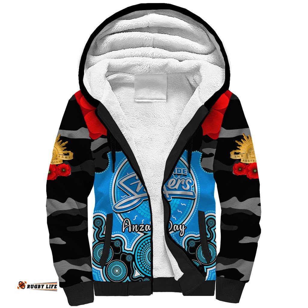 Adelaide Strikers ANZAC 2024 Sherpa Hoodie Lest We Forget Poppy Mix Camouflage