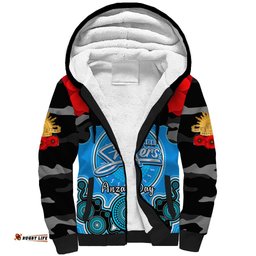 Adelaide Strikers ANZAC 2024 Sherpa Hoodie Lest We Forget Poppy Mix Camouflage