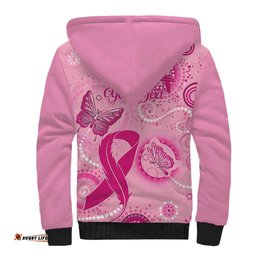 Personalised Australia Indigenous Sherpa Hoodie Breast Cancer Ribbon Think Pink - Pink Version
