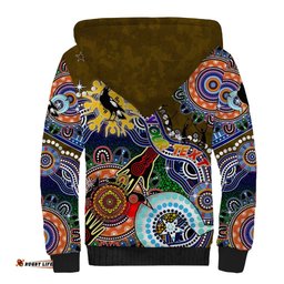 Custom NAIDOC Week 2024 Collingwood Magpies Sherpa Hoodie Australia Aboriginal Dot Painting