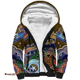 Custom NAIDOC Week 2024 Collingwood Magpies Sherpa Hoodie Australia Aboriginal Dot Painting