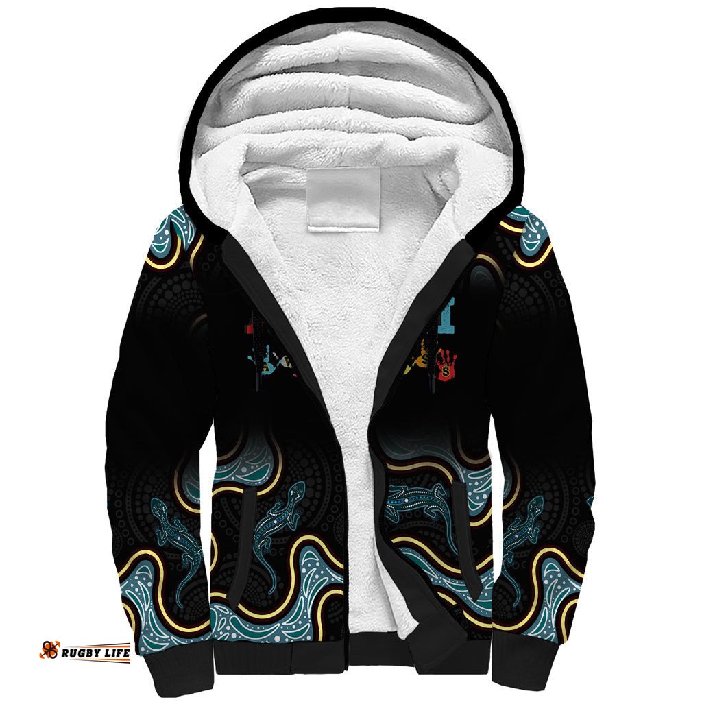 Australia Autism Awareness 4 April Aboriginal Lizard Sherpa Hoodie