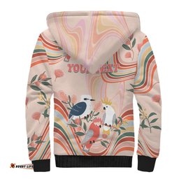 Personalised Australia Hippie Christmas Sherpa Hoodie Cockatoo Kookaburra with Wattle Pink Peach Style