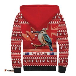 Aussie Kookaburra Sherpa Hoodie Merry Christmas Red Style