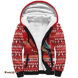 Aussie Kookaburra Sherpa Hoodie Merry Christmas Red Style