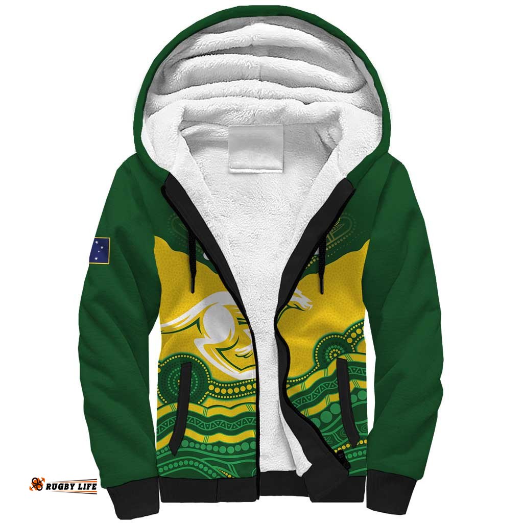 Custom Australia Hockeyroos Sherpa Hoodie Aussie Kangaroo Indigenous Art