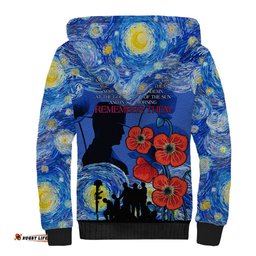 Remember Them ANZAC day Sherpa Hoodie Soldier In Starry Night Oil Paint Style