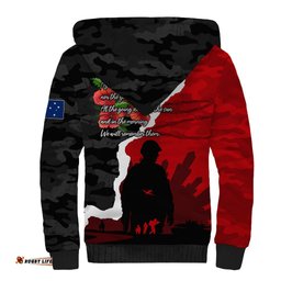 Anzac Day Camouflage Sherpa Hoodie Ode of Remembrance