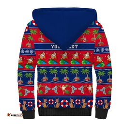 Personalised Australia Christmas Sherpa Hoodie Aussie Santa Claus Beach Xmas Vibes
