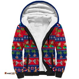 Personalised Australia Christmas Sherpa Hoodie Aussie Santa Claus Beach Xmas Vibes