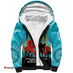 Custom Port Adelaide Football ANZAC Sherpa Hoodie Gallipoli Camouflage With Poppies