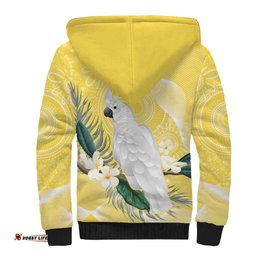 Australia Cacatua Galerita Sherpa Hoodie Sulphur-Crested Cockatoo - Aboriginal Art