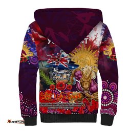 Personalised Australia Rugby Broncos ANZAC Sherpa Hoodie Brisbane Scratch Style