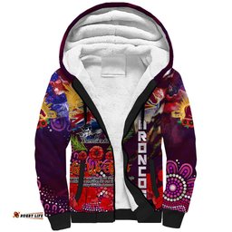 Personalised Australia Rugby Broncos ANZAC Sherpa Hoodie Brisbane Scratch Style