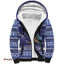 Aussie Kookaburra Sherpa Hoodie Merry Christmas Blue Style
