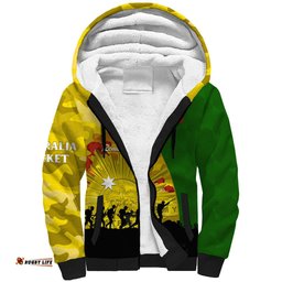 Australia Cricket ANZAC Day 2024 Sherpa Hoodie Australian Army Camouflage With Poppies