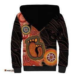 Australia Mothers Day Sherpa Hoodie Mom And Baby Footprint Indigenous