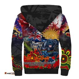 Personalised Australia Rugby Panthers ANZAC Sherpa Hoodie Penrith Scratch Style
