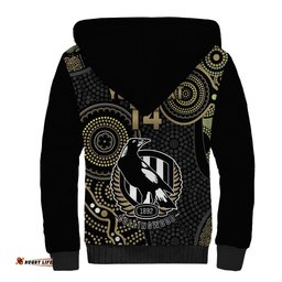 Custom AFL Collingwood Sherpa Hoodie Indigenous Magpies Dynamic Version