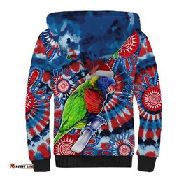 Australia Lorikeet Aboriginal Rainbow Tie Dye Merry Christmas Sherpa Hoodie
