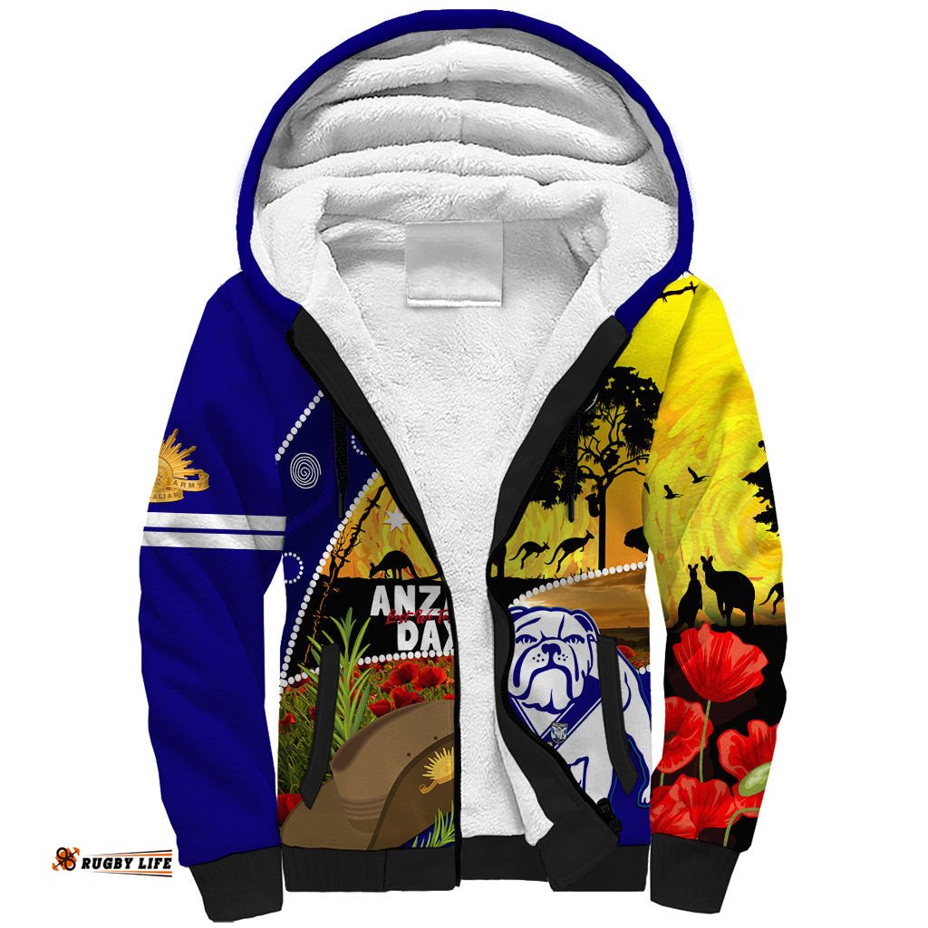 Bulldogs ANZAC Day Sherpa Hoodie Rosemary Starring Night Style