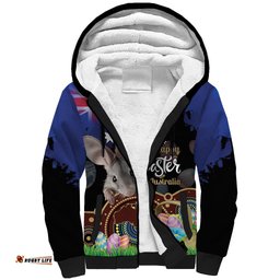Personalised Australia Easter Day Sherpa Hoodie Aussie Bilby Aboriginal Art