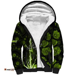 Thunder Cricket Never Forget Custom Sherpa Hoodie ANZAC Day with Poppy Aboriginal