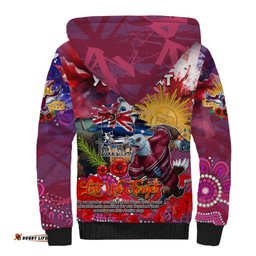 Personalised Australia Rugby Sea Eagles ANZAC Sherpa Hoodie Manly-Warringah Scratch Style