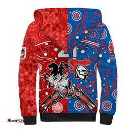 NRL Knights and Dragons Together Sherpa Hoodie Boomerang Indigenous Dots