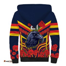Custom Crows Football ANZAC Sherpa Hoodie Poppy Soldier With Aboriginal Dots Art