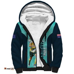 Australia Soccer Sherpa Hoodie Ellie Carpenter Matildas - Turquoise