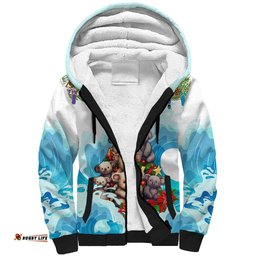 Personalised Australia Koala Christmas Sherpa Hoodie Merry and Bright Breaking Wave