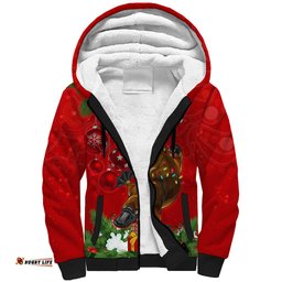 Personalised Platypus Lover Sherpa Hoodie Australia Merry Christmas Aboriginal