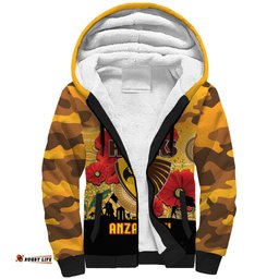 Custom Hawks Football ANZAC Sherpa Hoodie Gallipoli Camouflage With Poppies