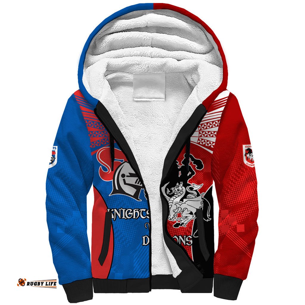 NRL Dragons and Knights Sporty Style Sherpa Hoodie