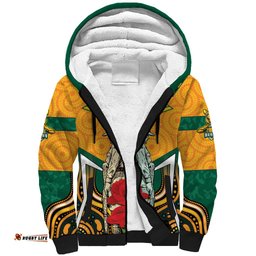 Australia Wallabies Rugby ANZAC Custom Sherpa Hoodie Poppy Soldier With Aboriginal Dots Art